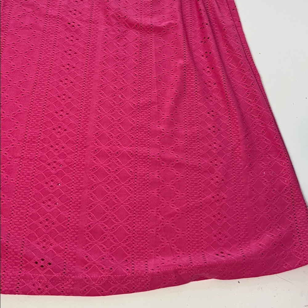 Wiholl Small Pink Sleeveless High Neck Eyelet Cut Outs Shift Dress - Picture 3 of 5